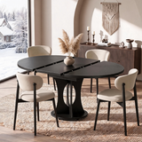 Modern Wood Dining Table – Round Dining Table with Contemporary Style & Family Seating