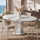 Modern Wood Dining Table – Round Dining Table with Contemporary Style & Family Seating