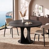 Modern Wood Dining Table – Round Dining Table with Contemporary Style & Family Seating