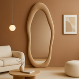Full Length Irregular Flannel Wrapped Wooden Frame Floor Mirror