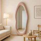 Full Length Irregular Flannel Wrapped Wooden Frame Floor Mirror