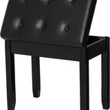 Elegant Solid Wood Piano Bench - with Luxurious Plush Cushion and Storage Compartment