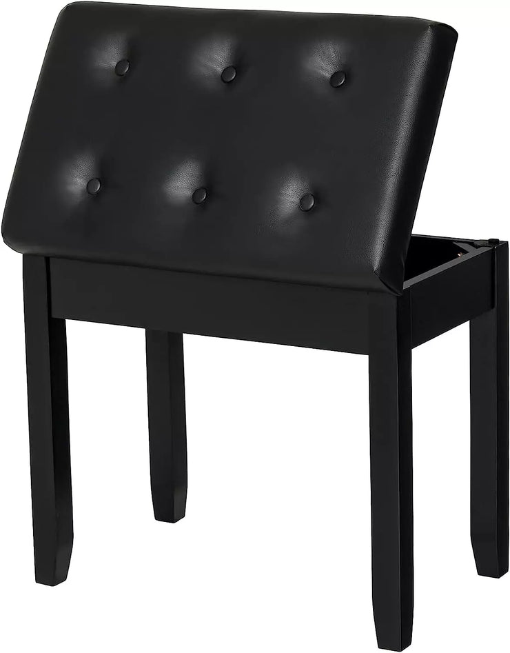 Elegant Solid Wood Piano Bench - with Luxurious Plush Cushion and Storage Compartment