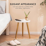 Modern Round Side Table – Minimalist White Tray End Table for Living Room, Bedroom & Small Spaces (15" x 18")