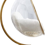 Designer Bubble Swing Chair with Gold Finished Stand, with Fluffy White Cushion