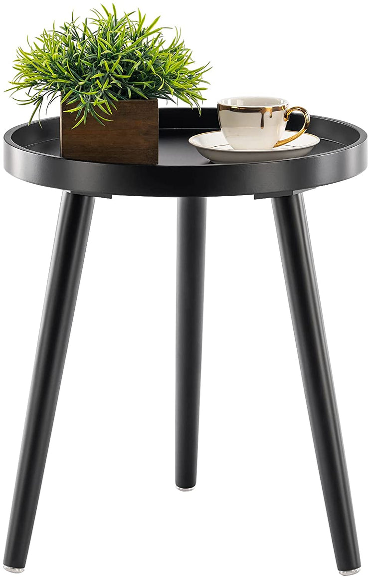 Modern Round Side Table – Minimalist White Tray End Table for Living Room, Bedroom & Small Spaces (15" x 18")