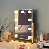 Makeup Mirror Hollywood Style - Vanity Makeup Mirror Smart Touch Control 3 Colors Dimmable Light Detachable 10X Magnification 360° Rotation (White)