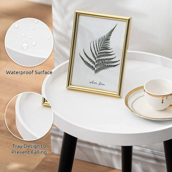 Nightstand Coffee End Round Table with Tray