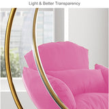 Designer Bubble Swing Chair with Gold Finished Stand, with Fluffy White Cushion