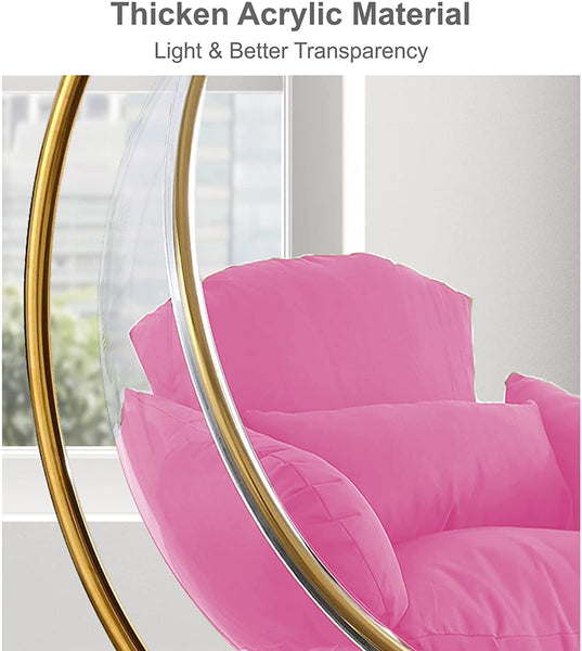Designer Bubble Swing Chair with Gold Finished Stand, with Fluffy White Cushion