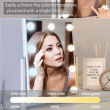 Makeup Mirror Hollywood Style - Vanity Makeup Mirror Smart Touch Control 3 Colors Dimmable Light Detachable 10X Magnification 360° Rotation (White)