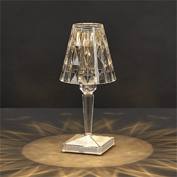 Diamond Crystal Table Lamp Shade 3-Way Dimmable Color Touch Control USB Rechargeable Cordless Acrylic Diamond Nightstand Light with Elegant Lamp Shade