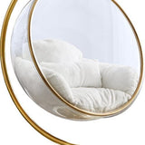 Designer Bubble Swing Chair with Gold Finished Stand, with Fluffy White Cushion
