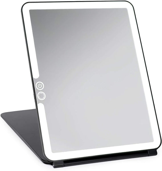 LED Lighted Travel Vanity Makeup Mirror | 3 Color Light, Small & Compact, Portable, Lighted, Rechargeable, Illuminated Mirror