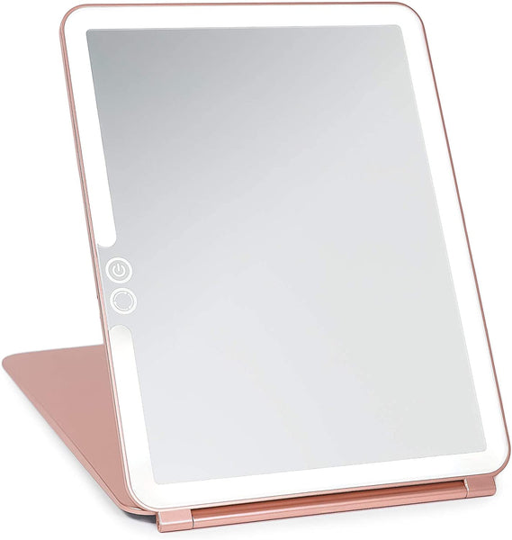 LED Lighted Travel Vanity Makeup Mirror | 3 Color Light, Small & Compact, Portable, Lighted, Rechargeable, Illuminated Mirror