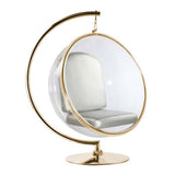 Designer Bubble Swing Chair with Stand, Chrome Finished with Faux Leather Cushion
